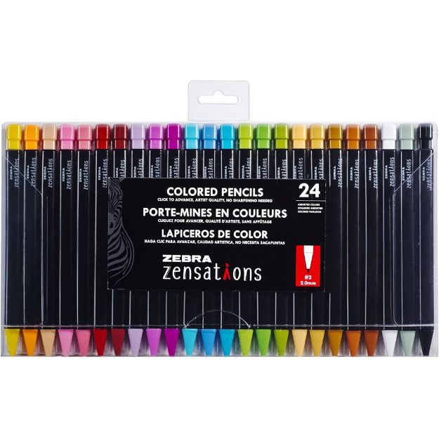Zebra Zensations Mechanical Colored Pencils, 2.0mm Point Size, Assorted